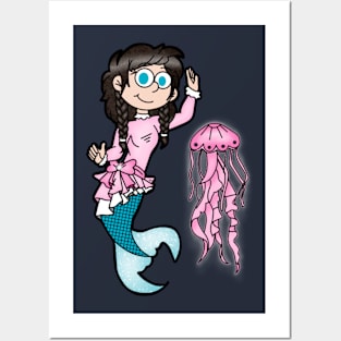 Jellyfish Mermaid Girl Posters and Art